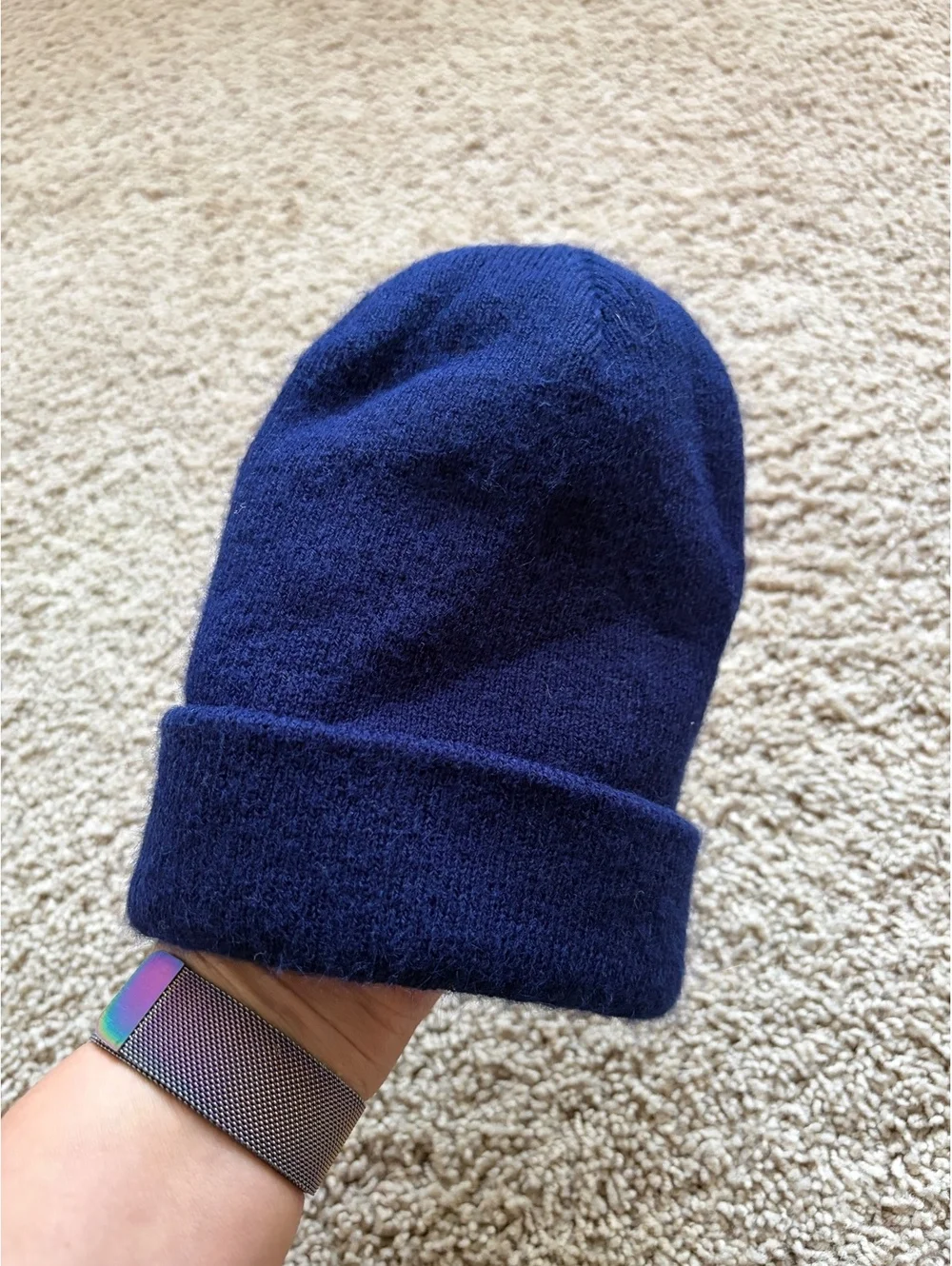 Toddler navy blue Carhartt Watch Hat beanie square logo patch folded cuff